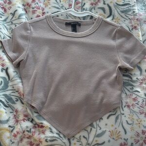 Forever 21 Taupe Short Sleeve Crop Top